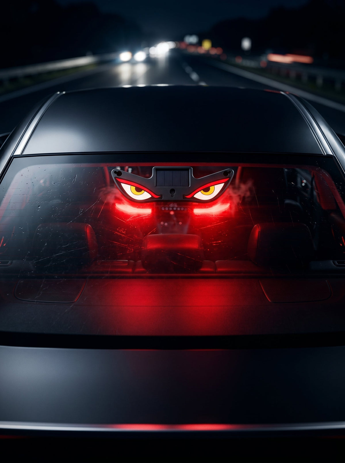 😈 Devil eye LED effect, high visibility at night! ☀️ Solar + Type-C dual charging, no wiring needed!